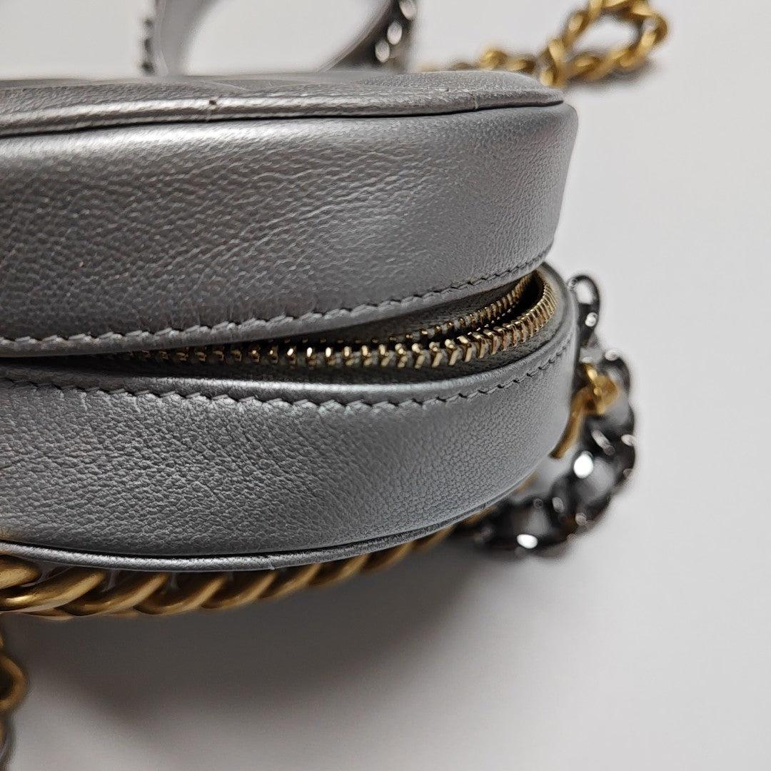 CHANEL 19 Small Quilted Lambskin Silver