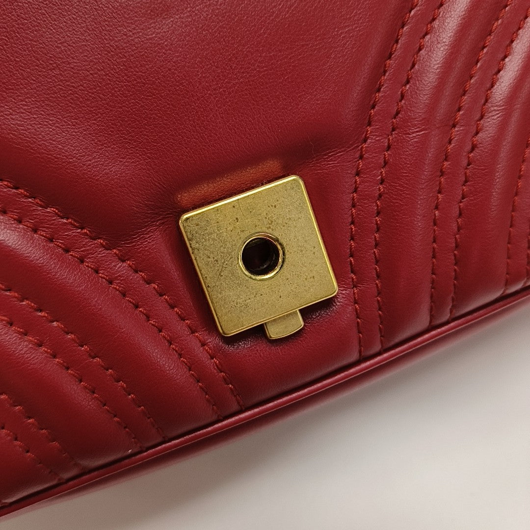 GG Marmont Small Quilted Calfskin Red
