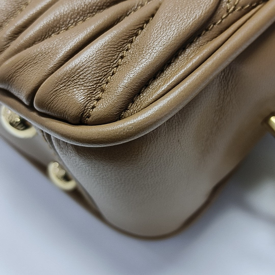 Arcadie Matelassé Small Quilted Lambskin Brown