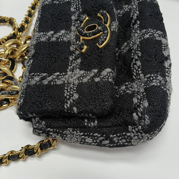 CHANEL 19 Small Quilted Wool Black