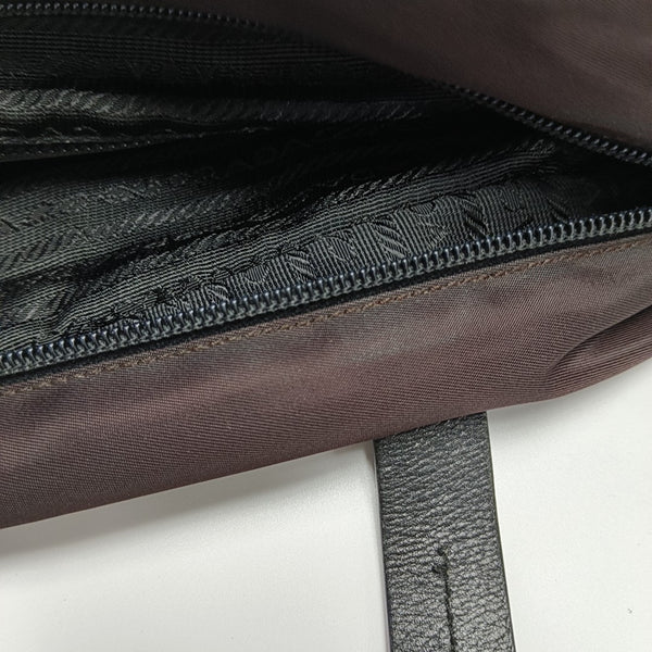 Nylon Top Handle Bag Brown