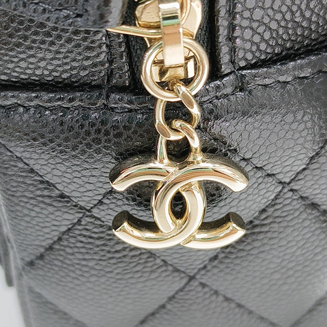 Quilted Grained Calfskin Backpack Mini Black