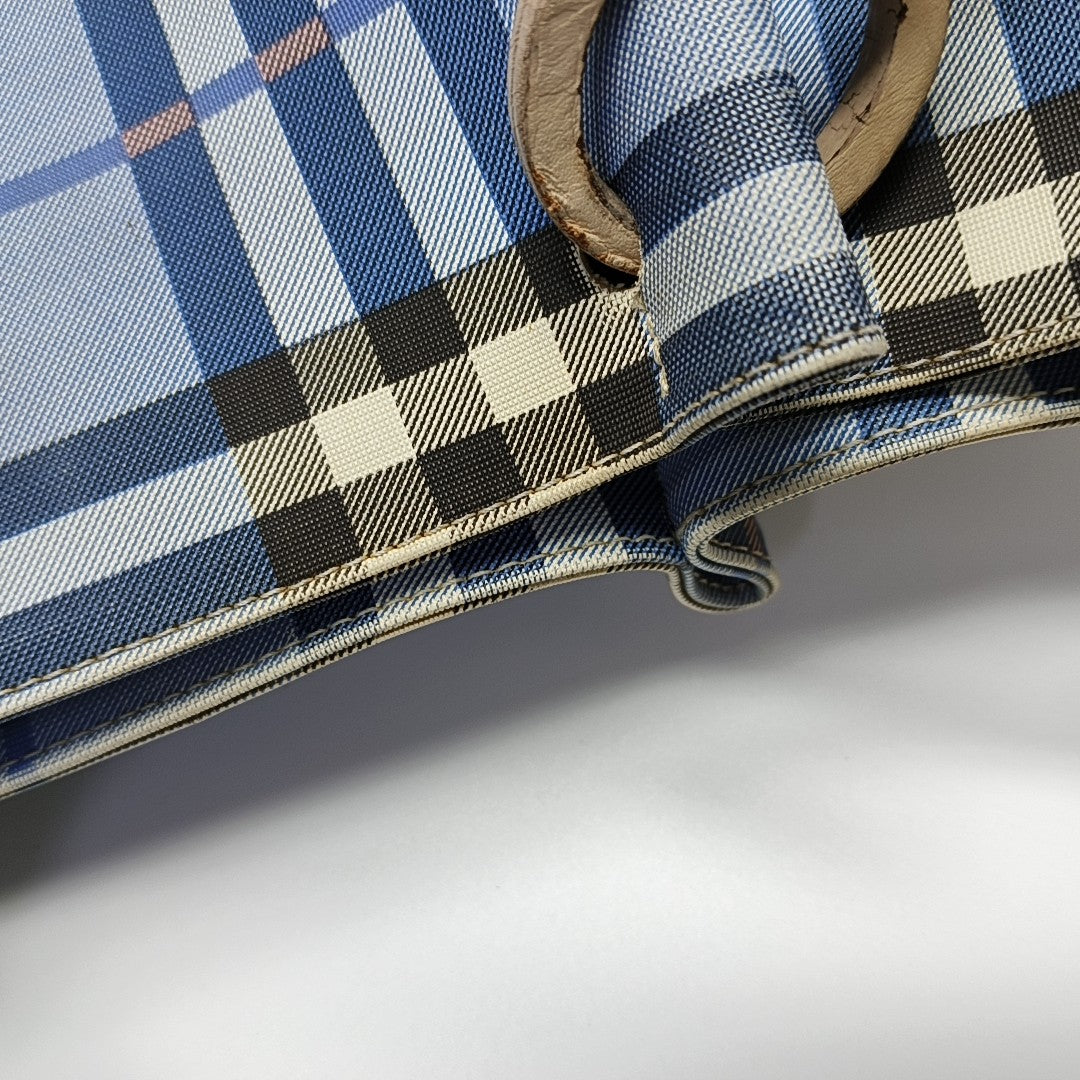Coated Canvas Top Handle Bag Blue