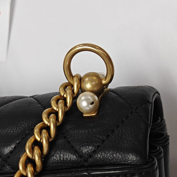 Quilted Calfskin Shoulder Bag Black