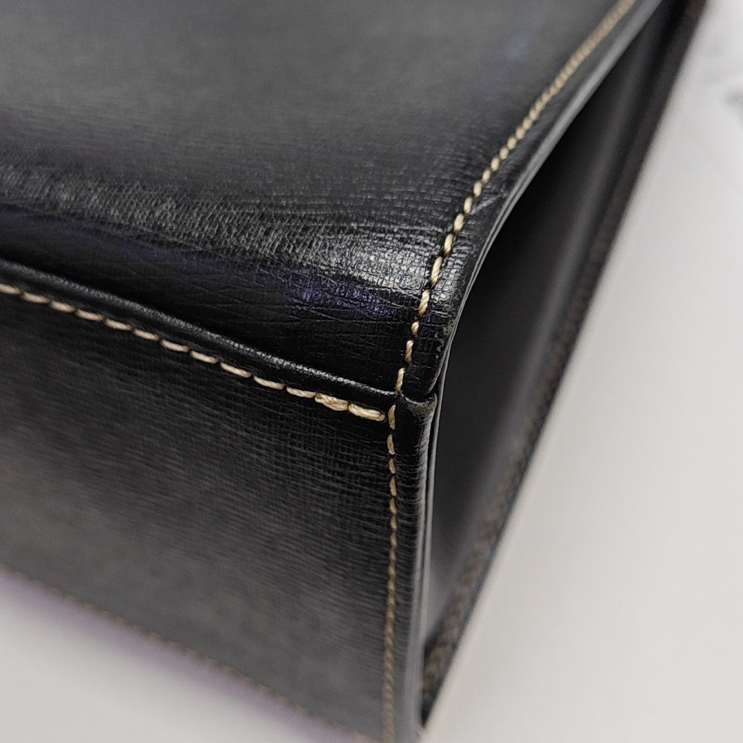 Calfskin Top Handle Bag Black