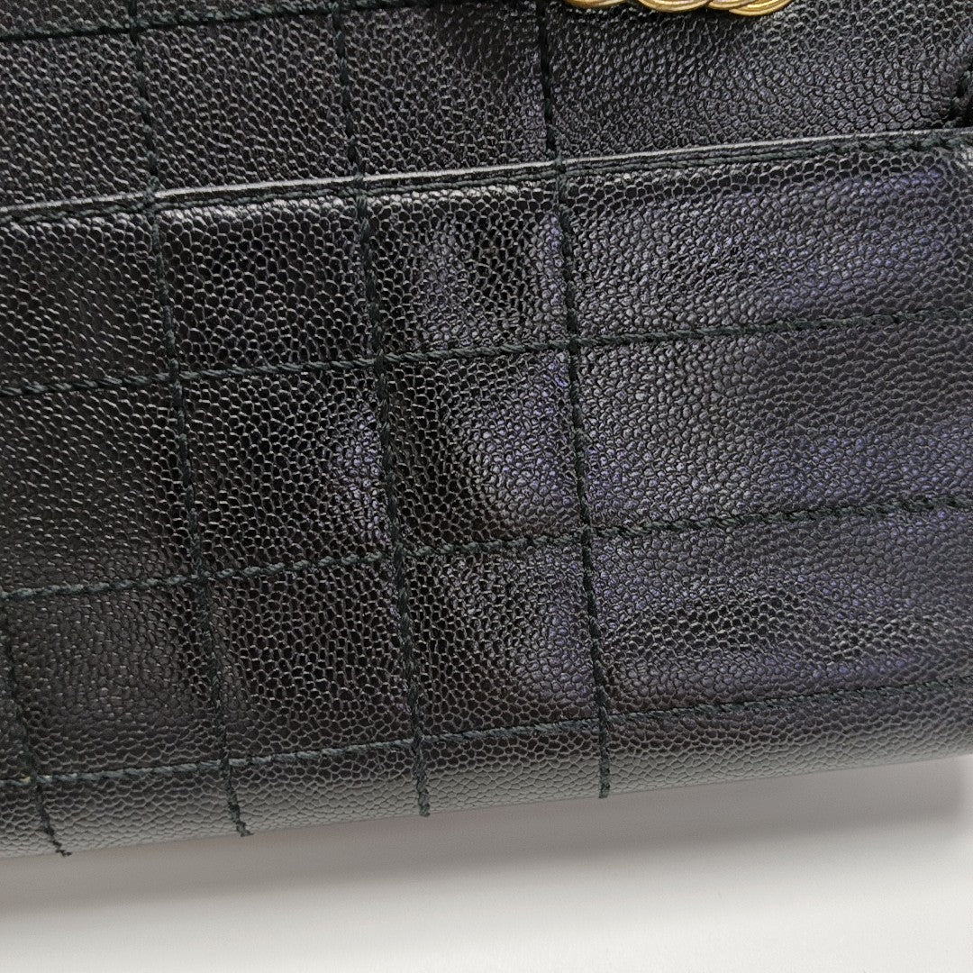 Quilted Grained Calfskin Shoulder Bag Black