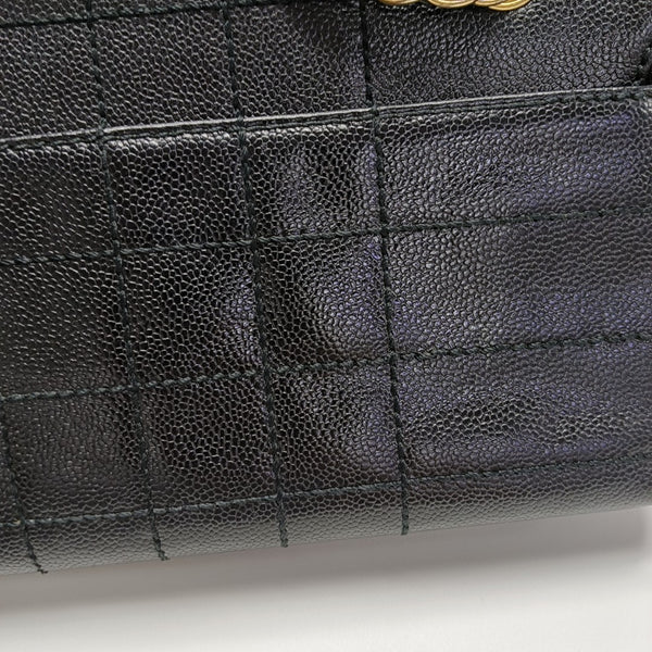 Quilted Grained Calfskin Shoulder Bag Black