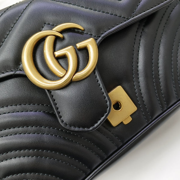 GG Marmont Small Quilted Calfskin Black