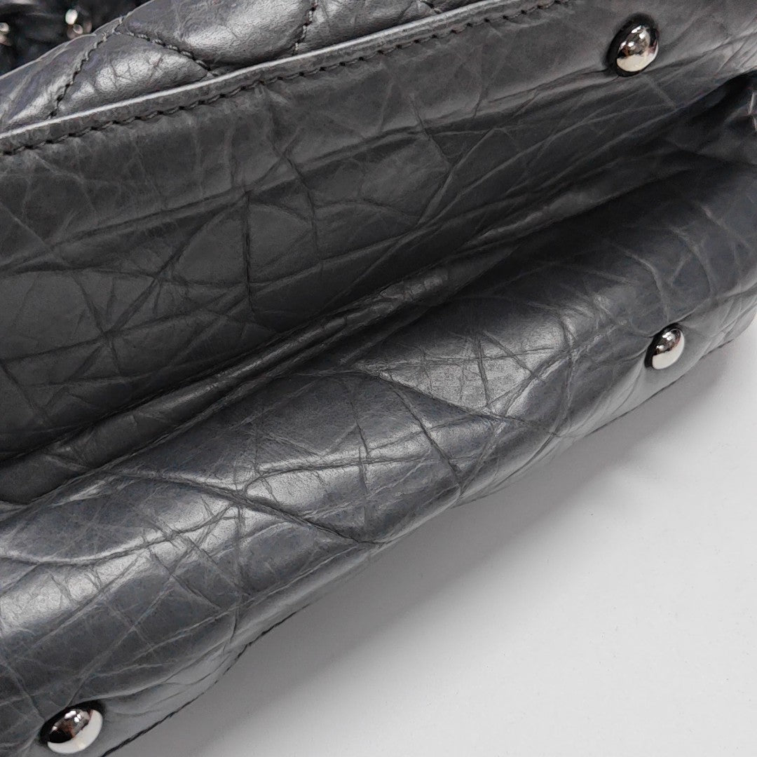 Quilted Calfskin Top Handle Bag Gray