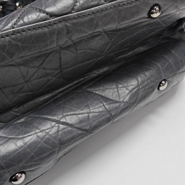 Quilted Calfskin Top Handle Bag Gray