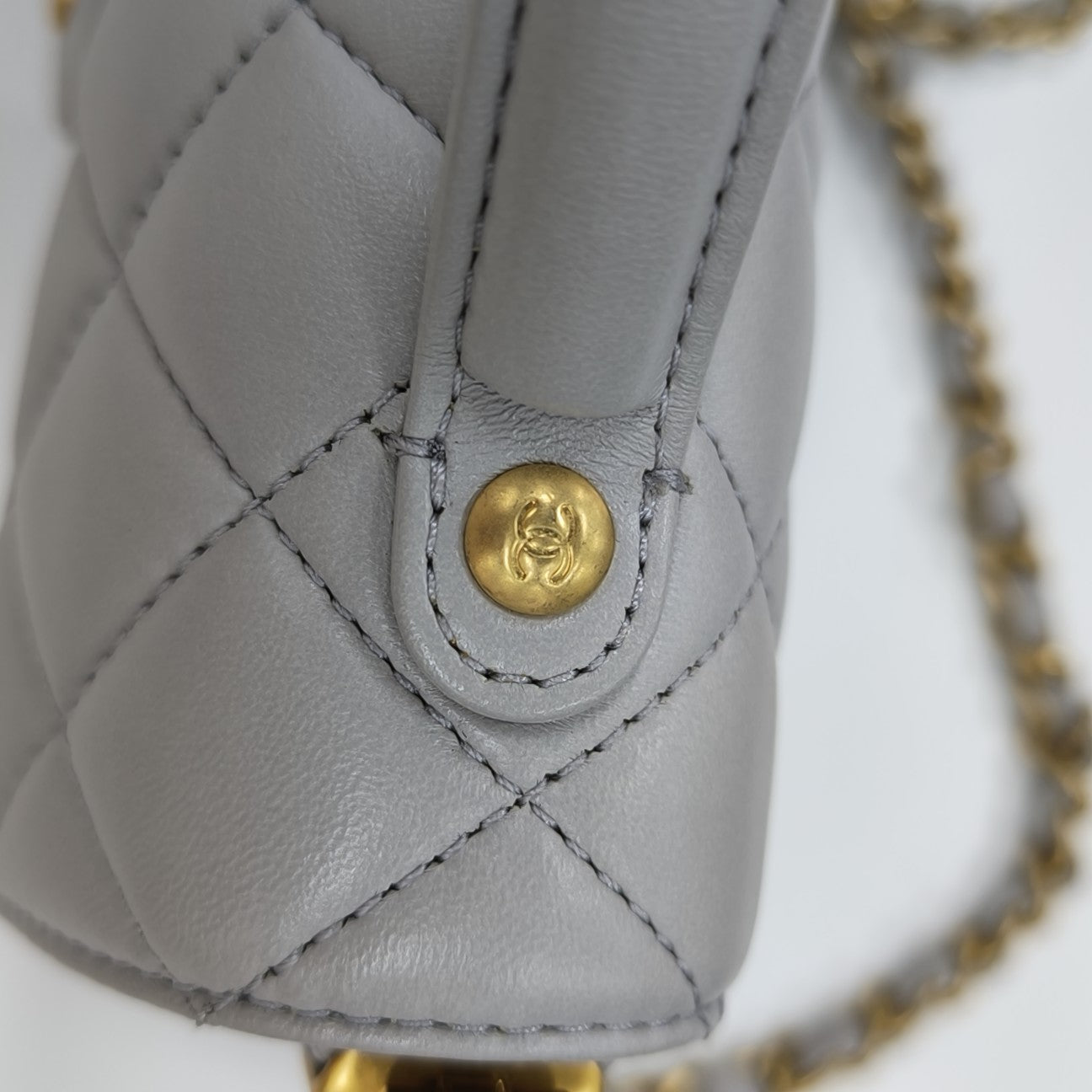 Quilted Calfskin Shoulder Bag Gray