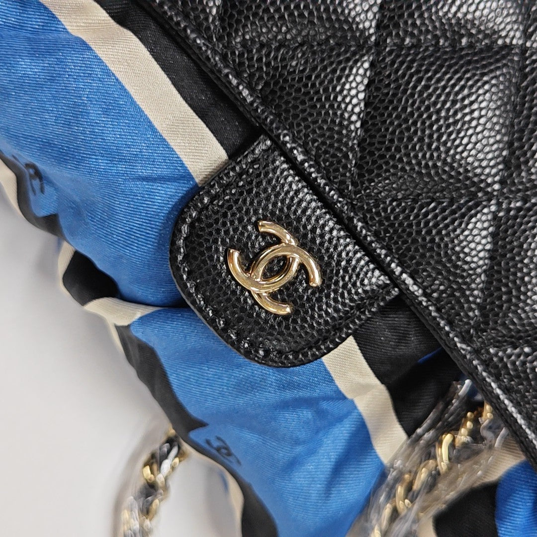 Quilted Grained Calfskin Shoulder Bag Black