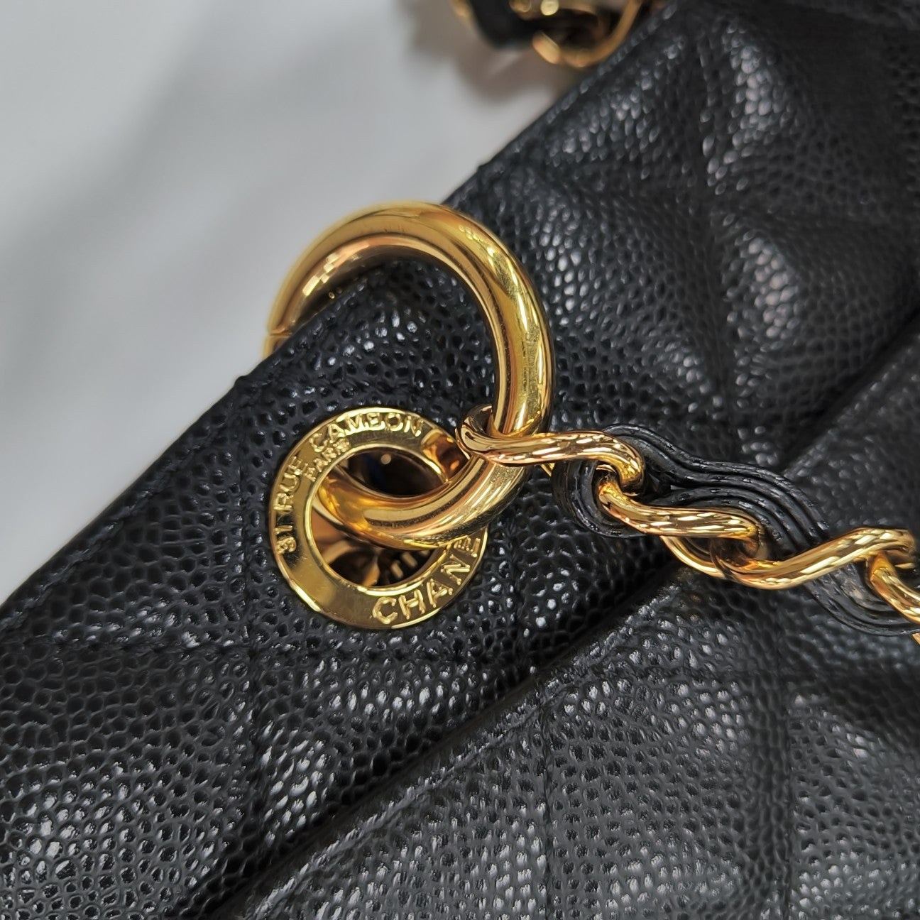 CHANEL GST Large Quilted Grained Calfskin Black