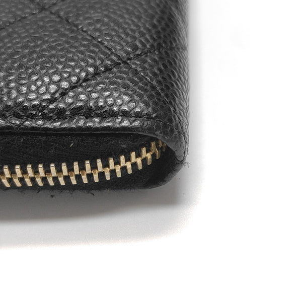 Quilted Grained Calfskin Wallet Black