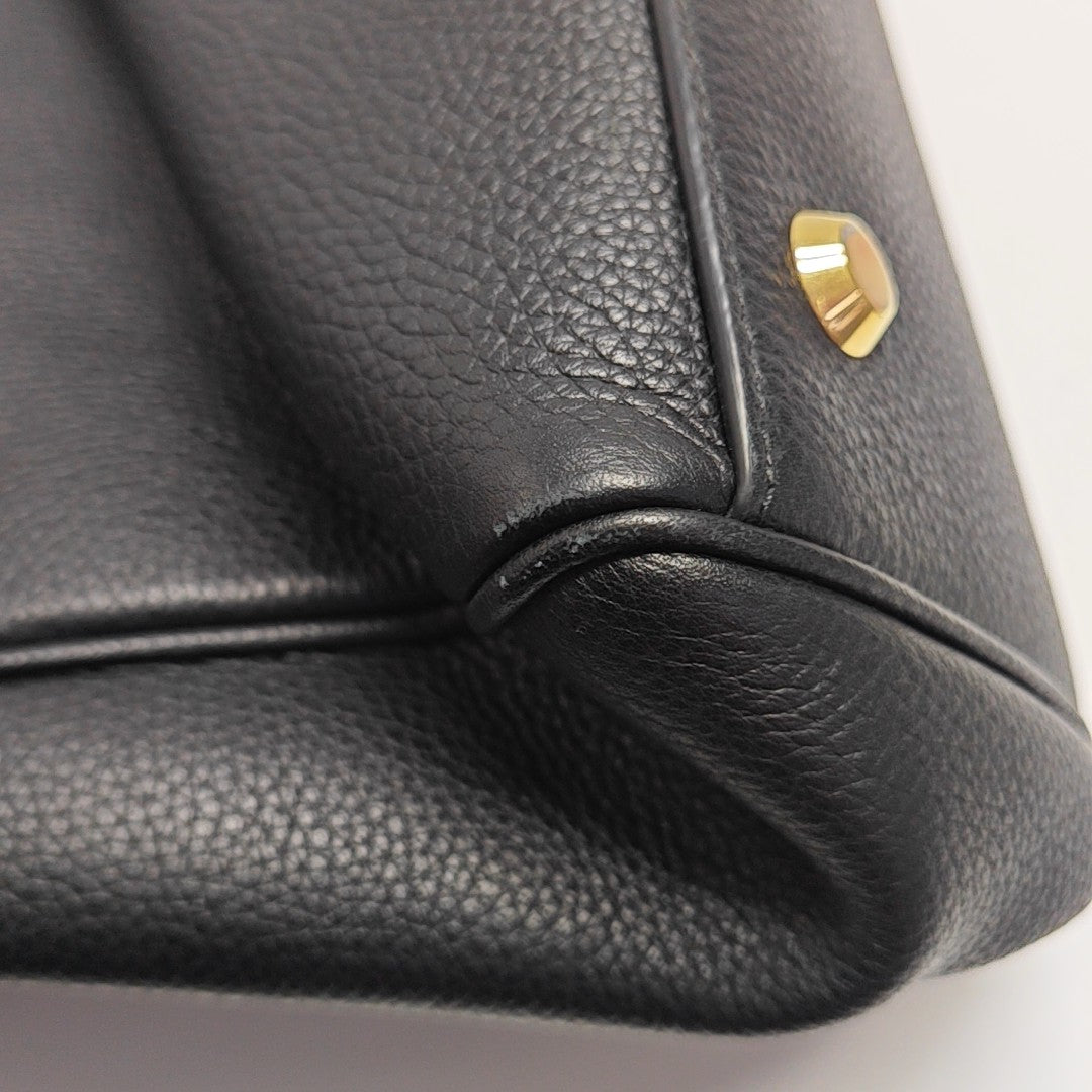 Calfskin Top Handle Bag Black