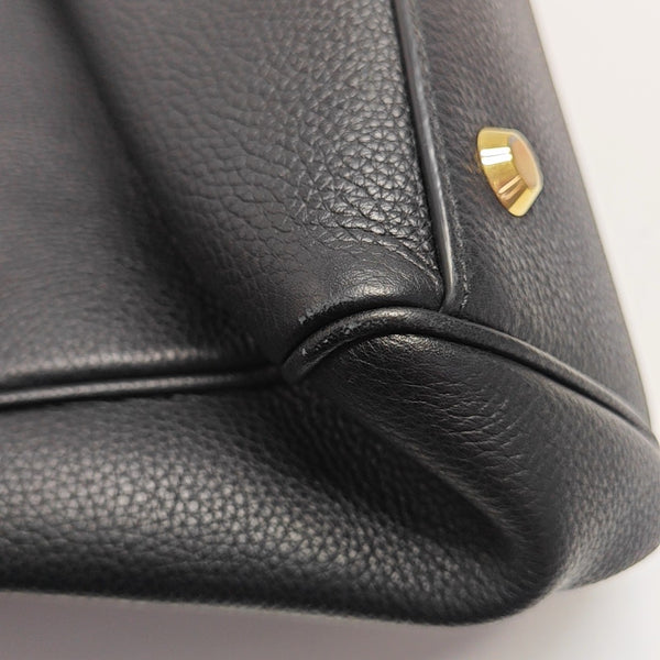 Calfskin Top Handle Bag Black