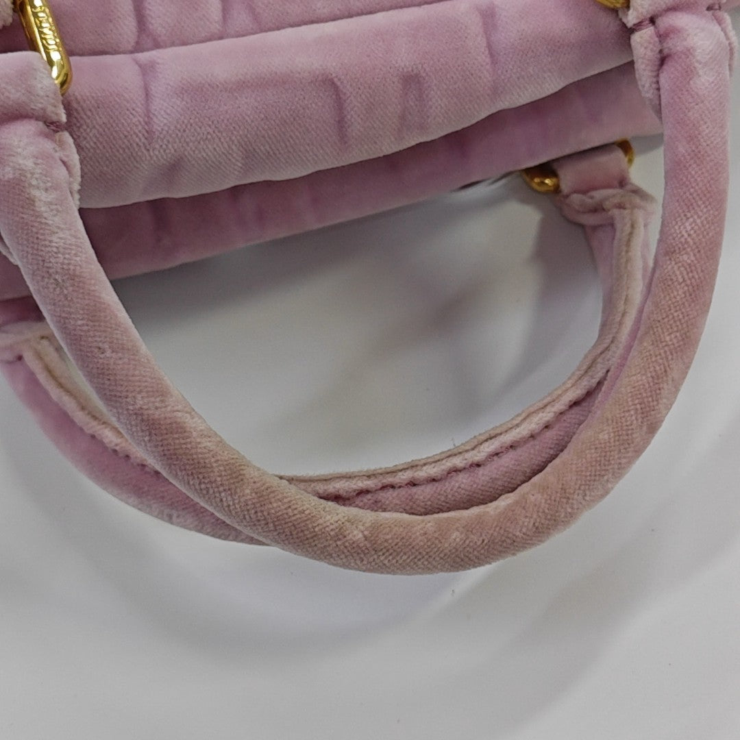 Monogram Velvet Crossbody Bag Pink