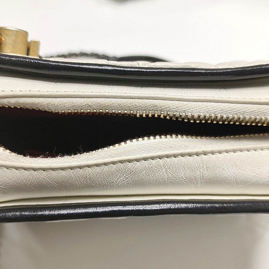 GABRIELLE Small Quilted Calfskin White