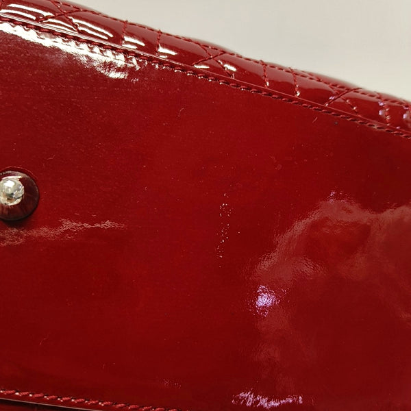 Authenticated pre-owned  Lady Dior Large Cannage Patent Leather Red - Tote Bag at Looply