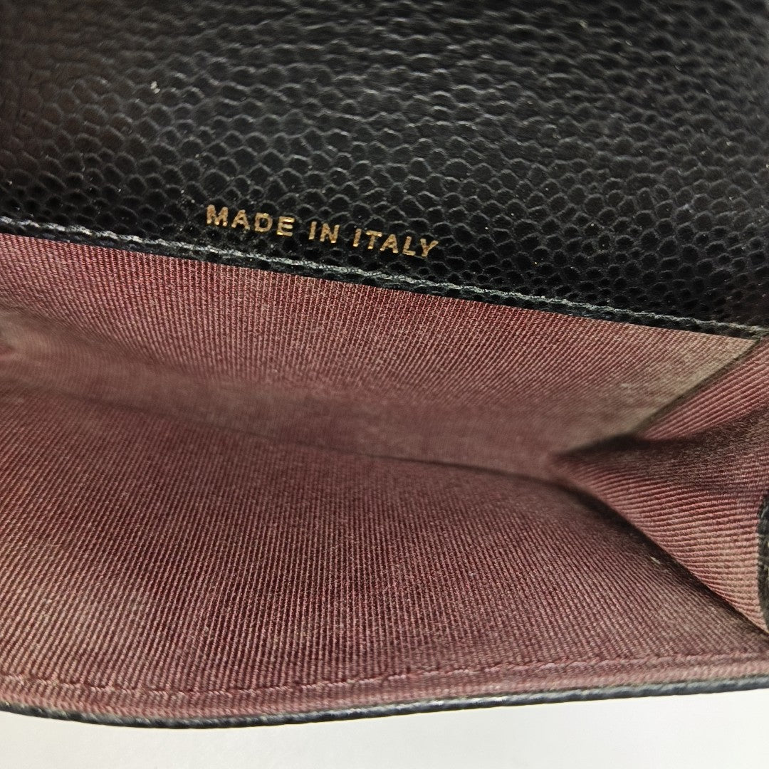 CLASSIC FLAP Quilted Grained Calfskin Black Card Holder
