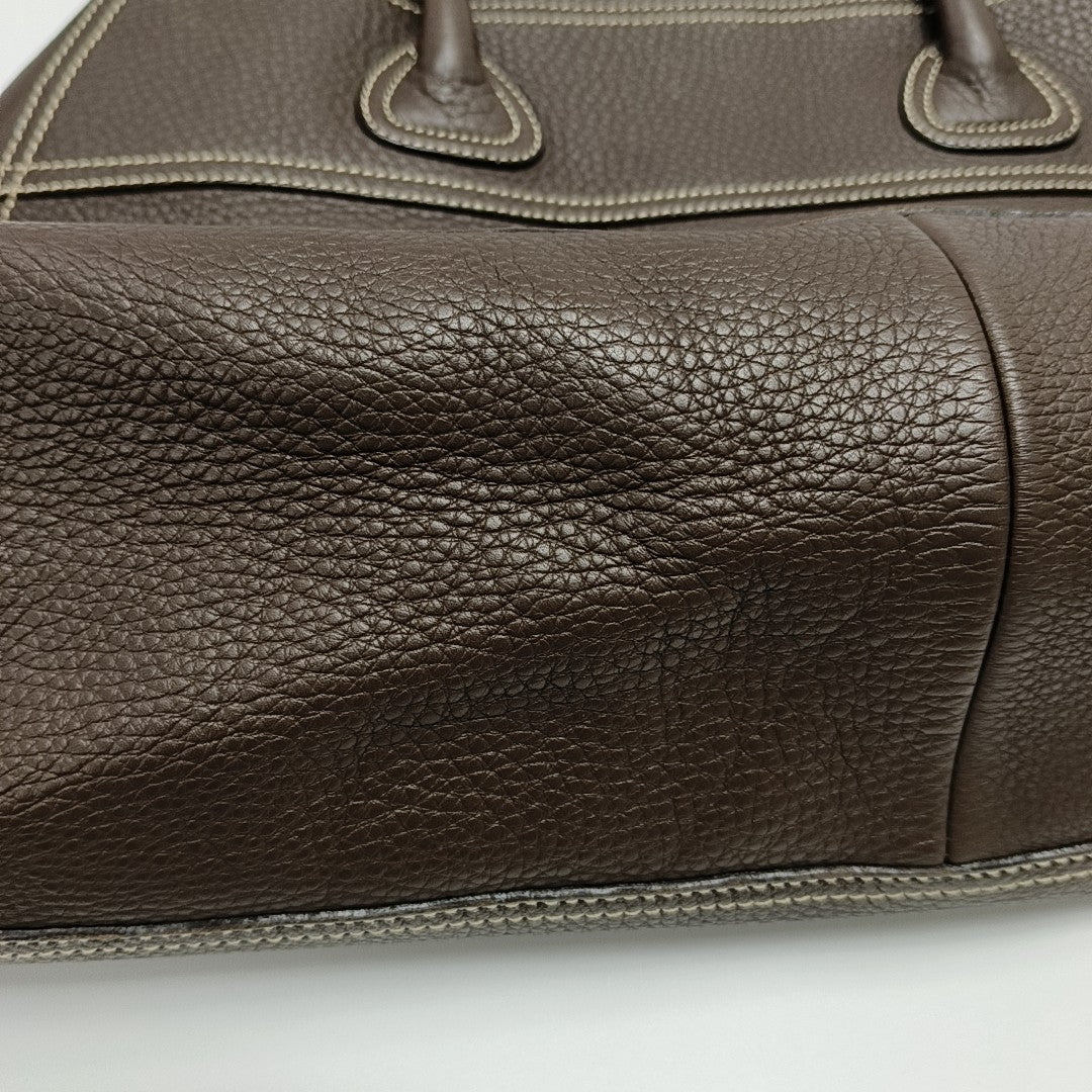 Calfskin Top Handle Bag Brown