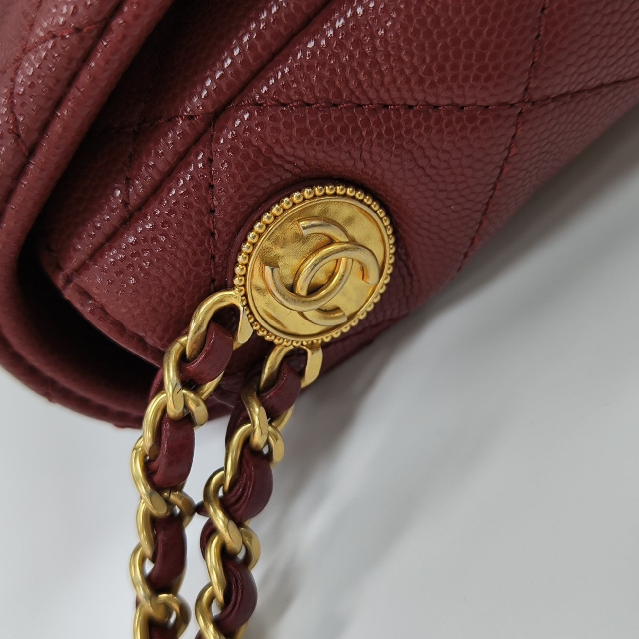 24A Quilted Grained Calfskin Red