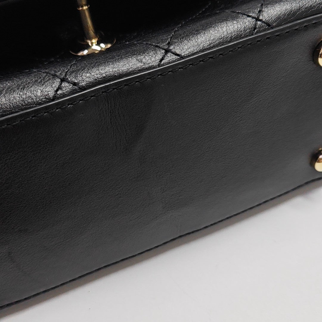 Quilted Calfskin Shoulder Bag Black
