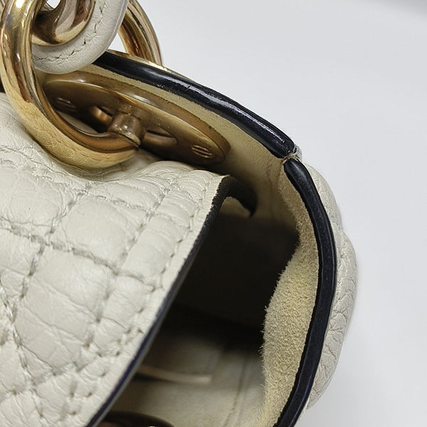 Lady Dior Mini Cannage Calfskin White