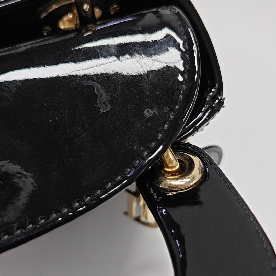 Lady Dior Mini Quilted Patent Leather Black