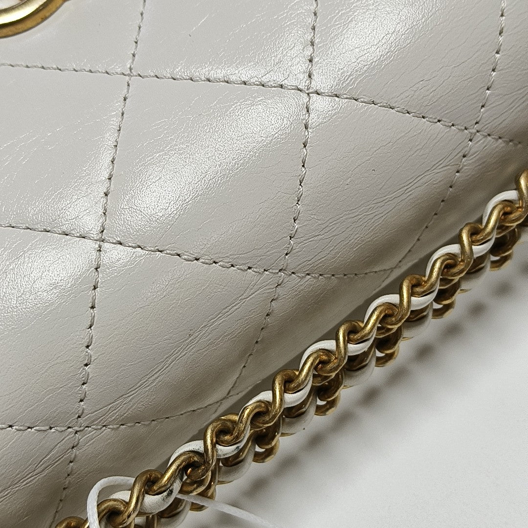 Quilted Calfskin Crossbody Bag White