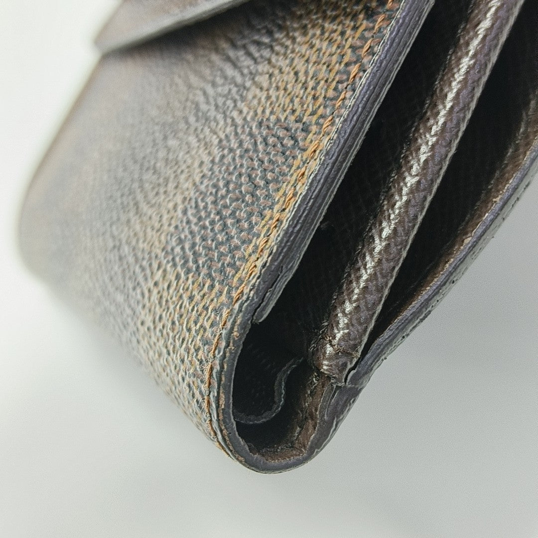 ELISE Damier Ebene Coated Canvas Brown Wallet