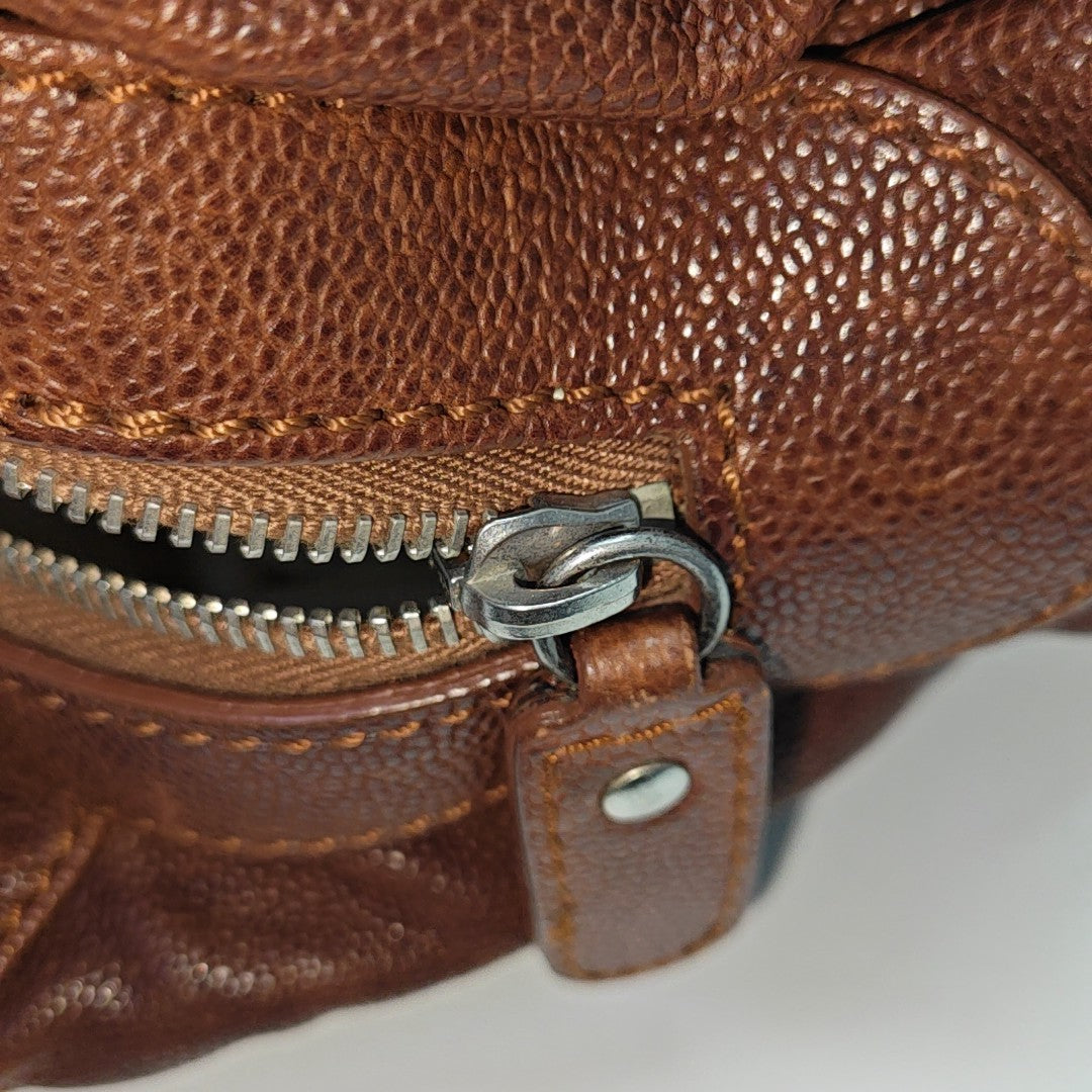Quilted Grained Calfskin Top Handle Bag Brown