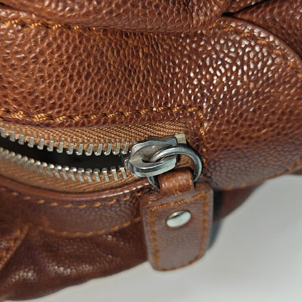 Quilted Grained Calfskin Top Handle Bag Brown
