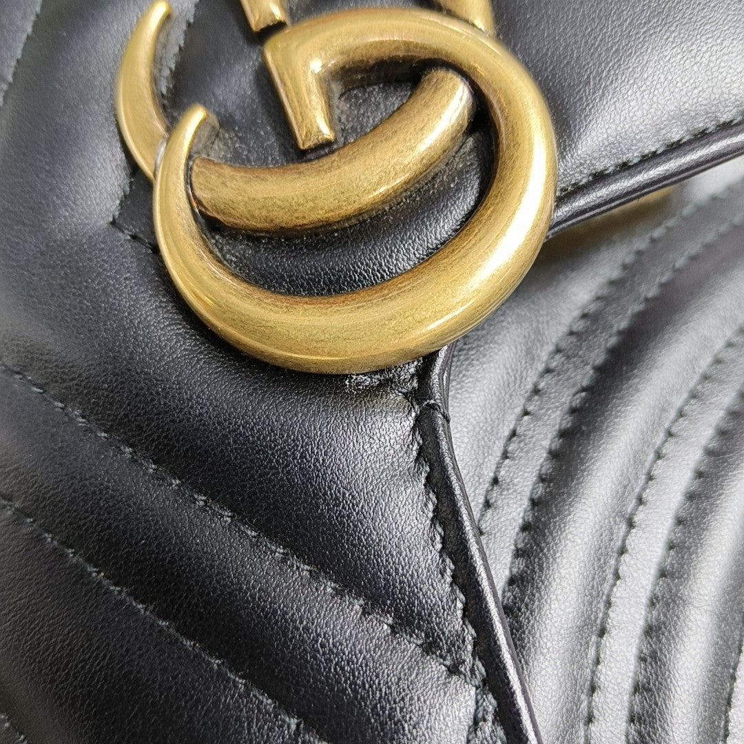 GG Marmont Small Quilted Calfskin Black