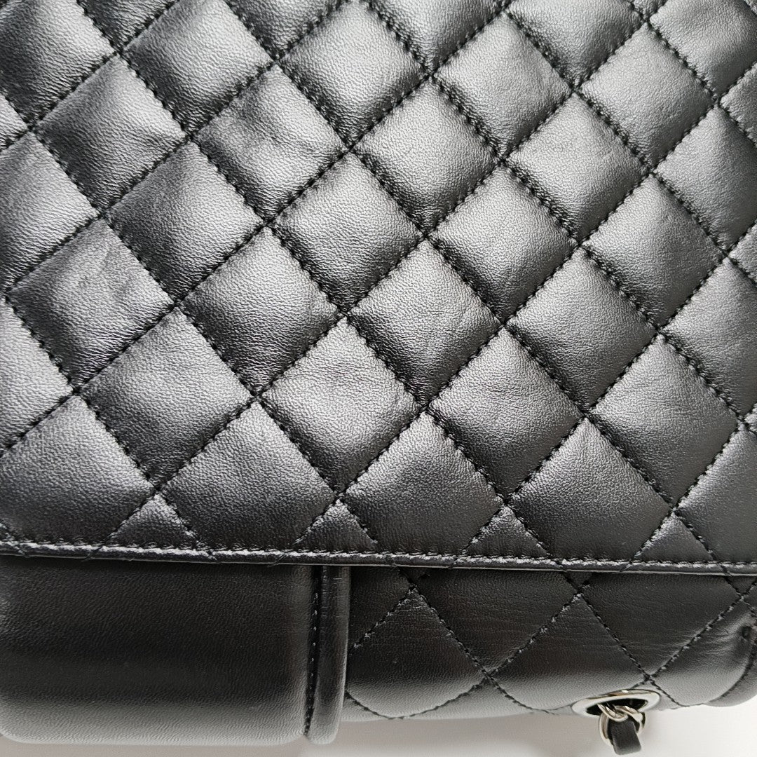 Quilted Lambskin Shoulder Bag Large Black