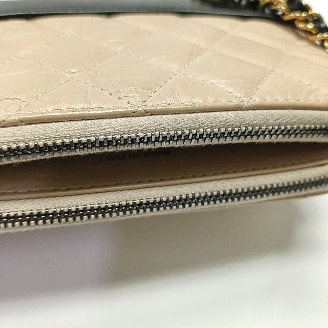 Authenticated pre-owned  GABRIELLE Mini Quilted Calfskin Beige - Shoulder Bag at Looply