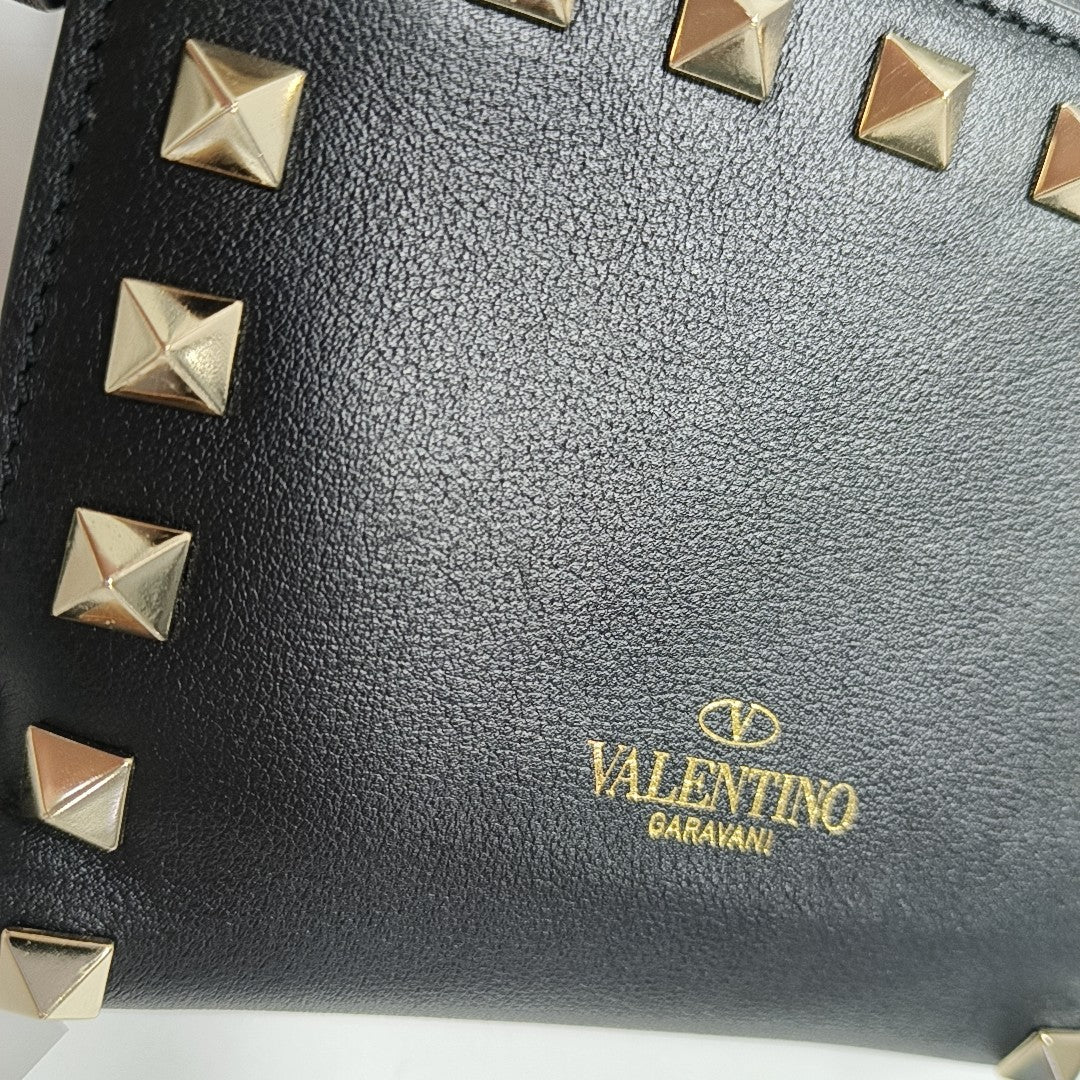 Rockstud Calfskin Black Wallet