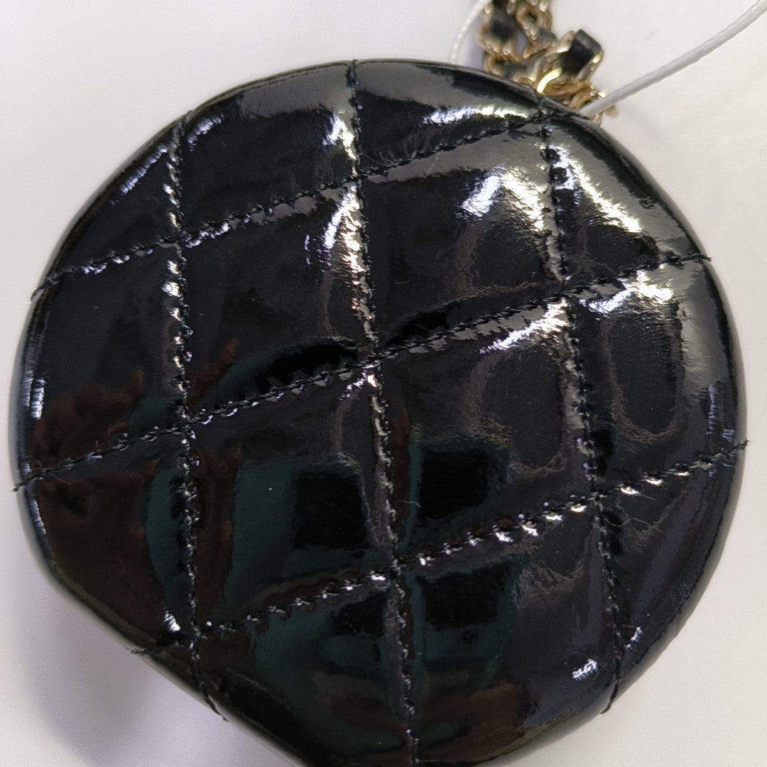 Quilted Patent Lambskin Black