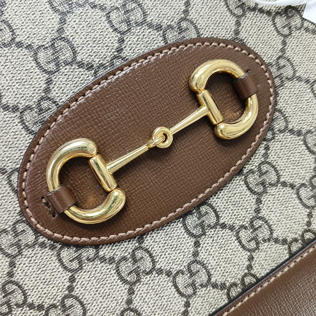 Horsebit 1955 Small Monogram Coated Canvas Beige