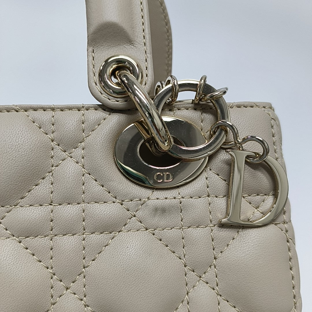 Lady Dior Small Cannage Lambskin Beige