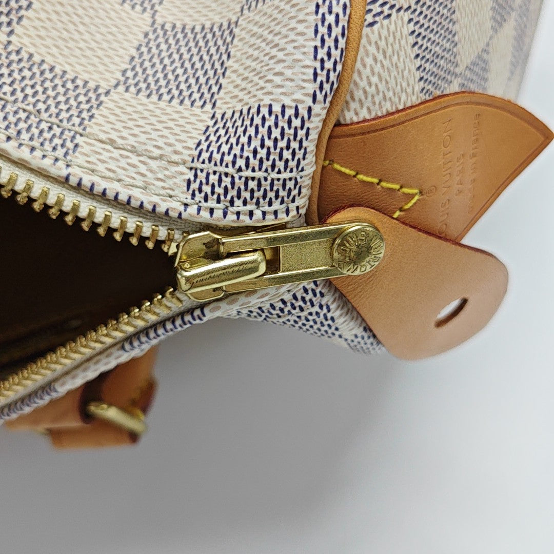 SPEEDY 25 Damier Azur Coated Canvas White