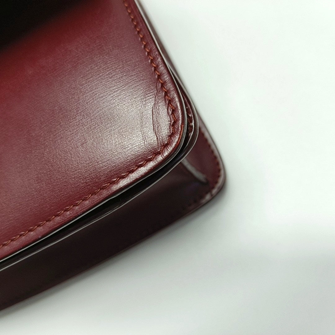 Authenticated pre-owned  CLASSIC BOX Mini Calfskin Burgundy - Shoulder Bag at Looply