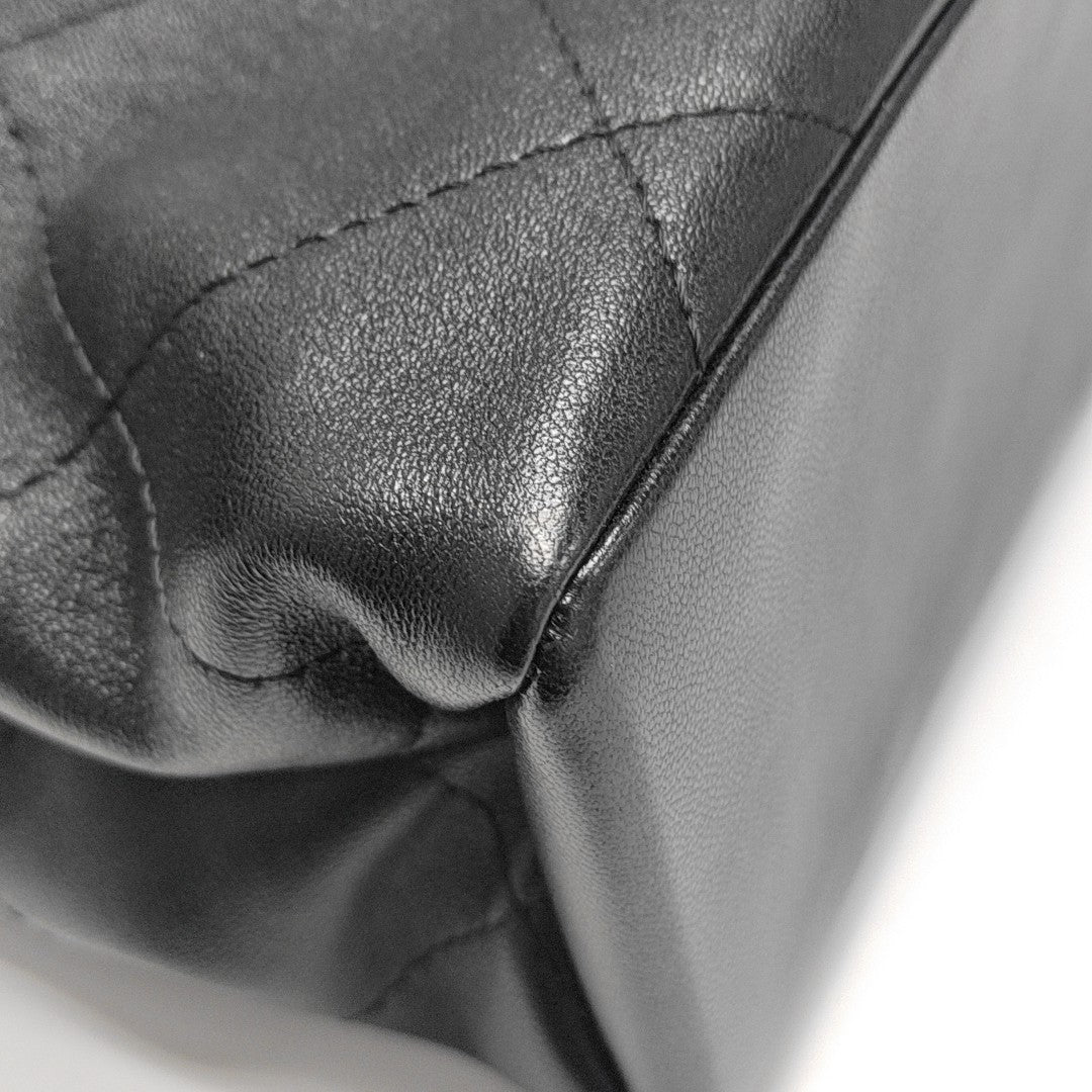 Quilted Lambskin Top Handle Bag Black
