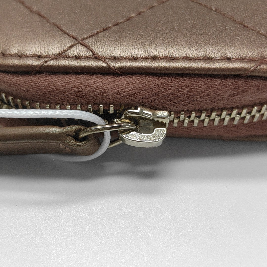 Quilted Lambskin Card Holder Beige
