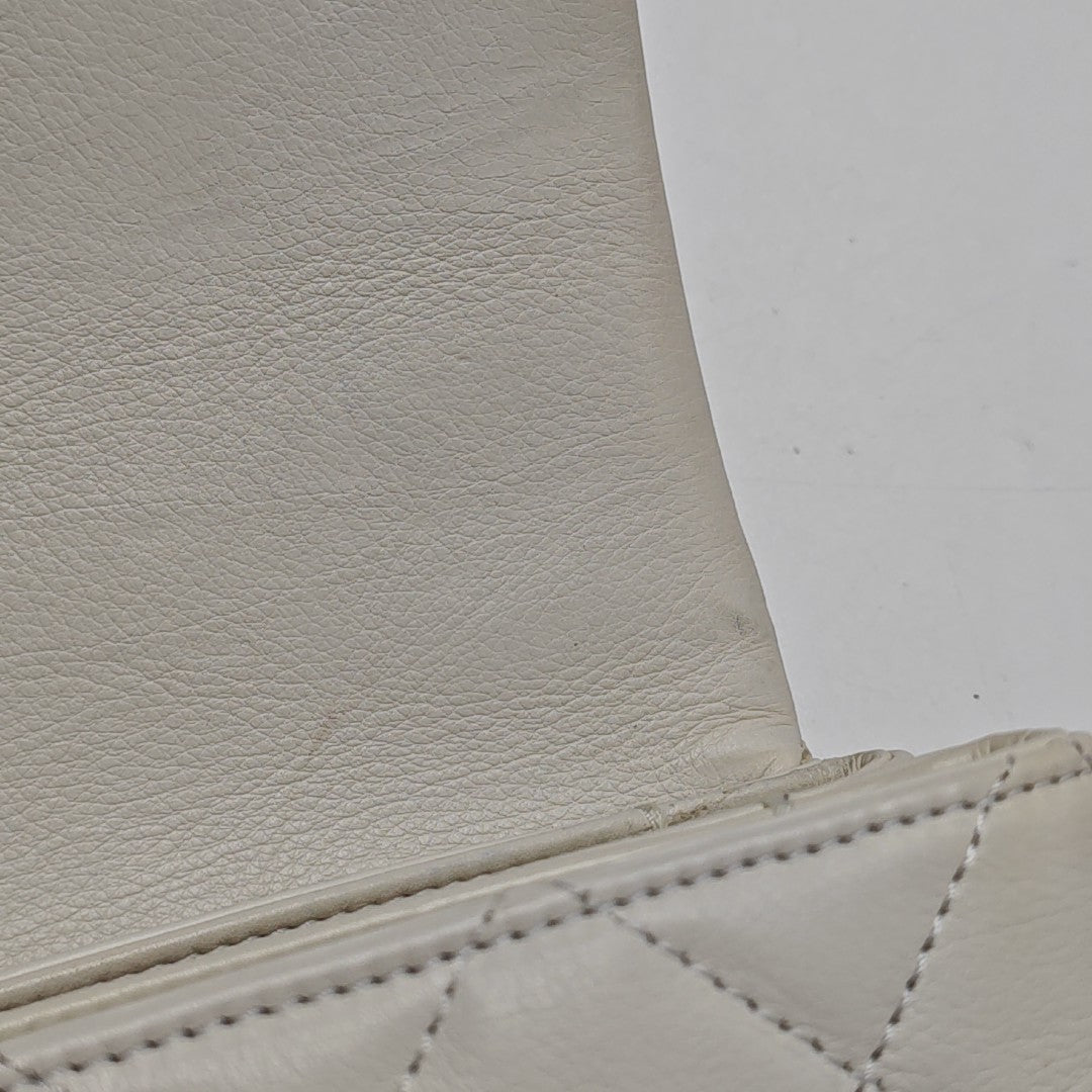 Quilted Calfskin Shoulder Bag White
