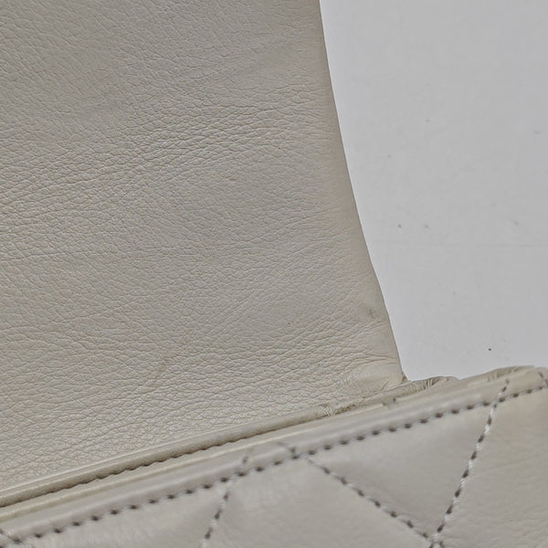 Quilted Calfskin Shoulder Bag White