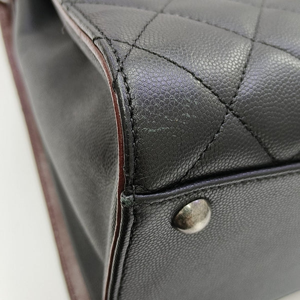 Quilted Grained Calfskin Shoulder Bag Black