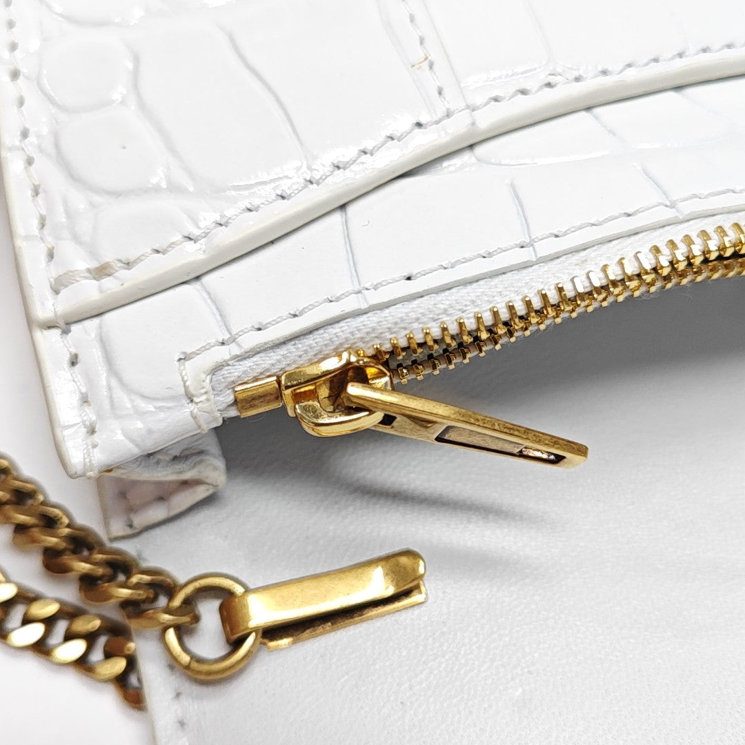 Hourglass Wallet On Chain Mini Calfskin White
