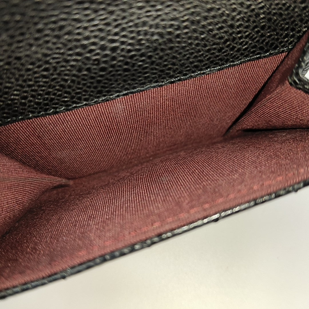 Quilted Grained Calfskin Wallet Black