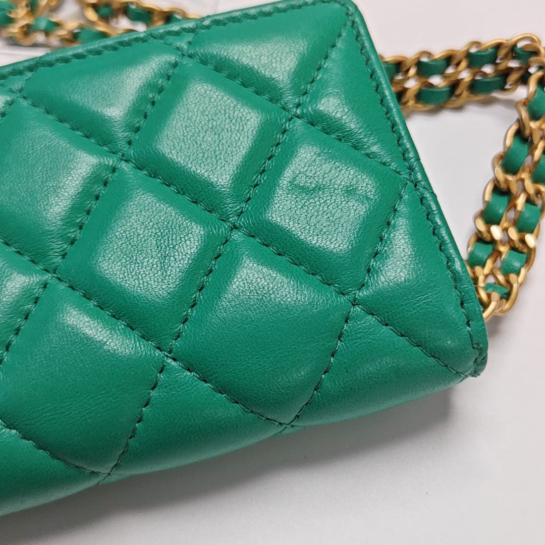 Quilted Calfskin Shoulder Bag Green